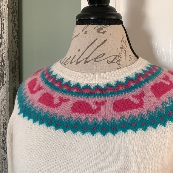 Vineyard vines Whaleisle Yoke Sweater - Marshmallow - Picture 8 of 13